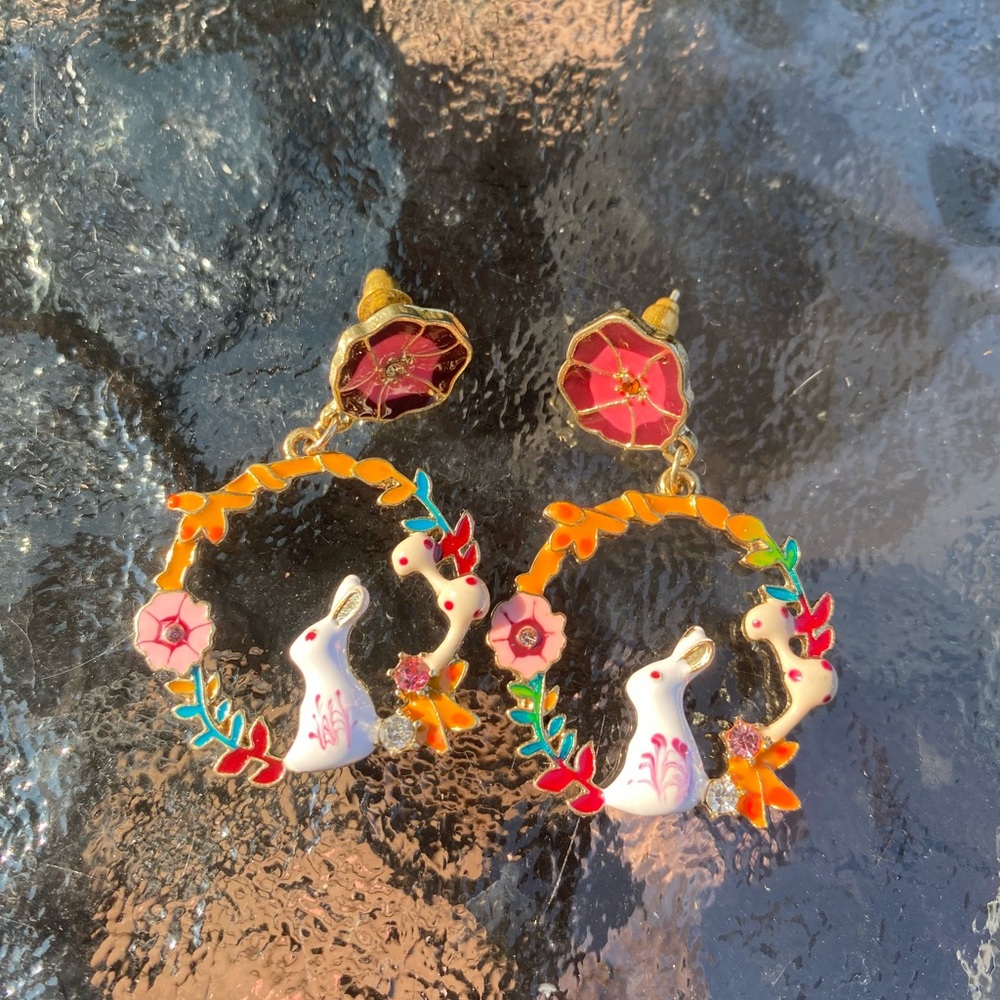 Bunny cottage core earrings